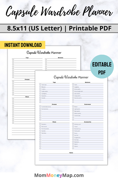 Capsule Wardrobe Checklist Printable PDF for Minimalist Style – Mom Money Map