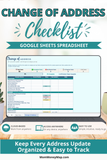 moving address notification checklist Google Sheets 