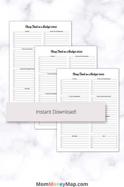 Cheap Foods on a Budget Printable PDF – Mom Money Map