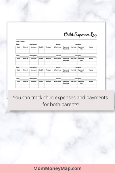 Child Support Tracker Printable PDF Mom Money Map