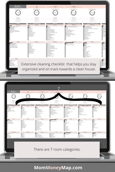 Cleaning Checklist Google Sheets Spreadsheet – Home & Chores Planner ...