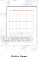 customizable monthly calendar printable pdf