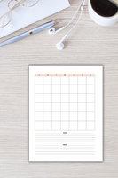 monthly calendar printable pdf with notes