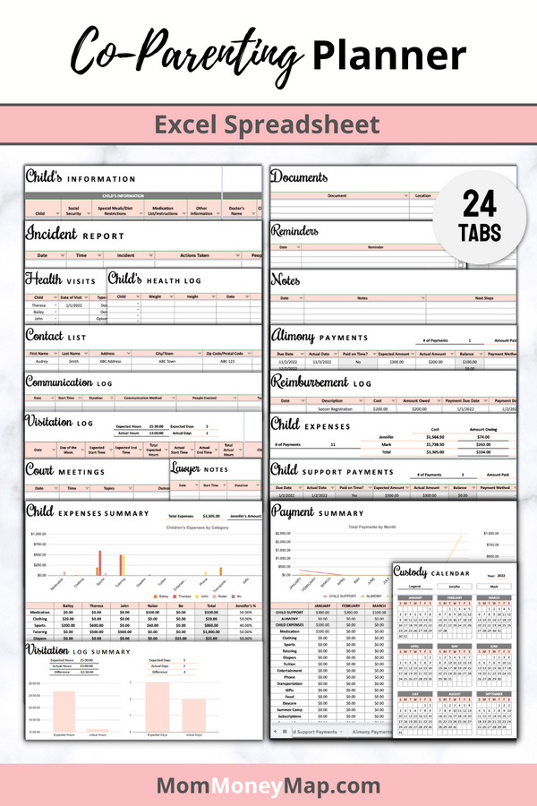 Co-Parenting Planner Excel Spreadsheet – Mom Money Map co-parenting-planner-excel-spreadsheet-mom-money-map