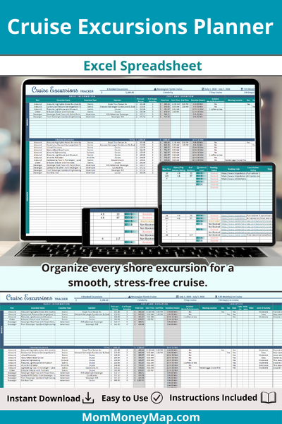 cruise excursion planner excel spreadsheet template