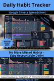 daily habit tracker google sheets dark aesthetic
