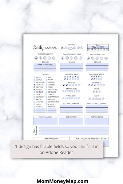 Daily Journal Printable PDF for Reflection, Planning & Self-Care – Mom ...