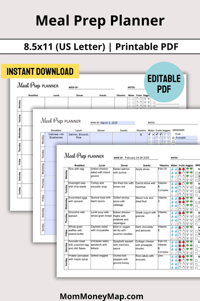 Meal Prep Planner Printable PDF