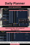 daily planner excel spreadsheet dark theme