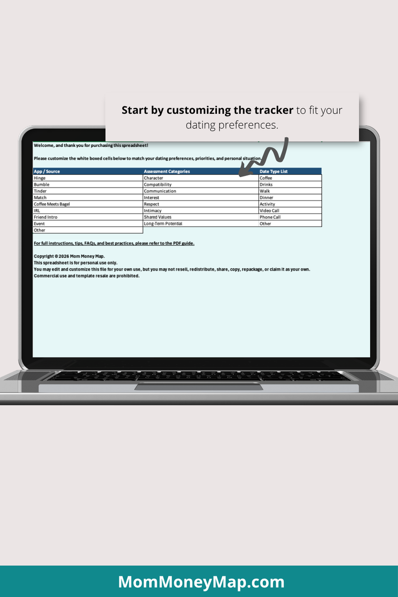 Date Log Excel Spreadsheet | Simple Date Tracker Template – Mom Money Map