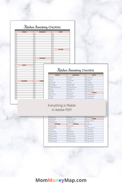 Empty Kitchen Utensils Inventory Chart.pdf Kitchen Inventory Checklist Printable PDF – Organize Your Pantry – Mom ...