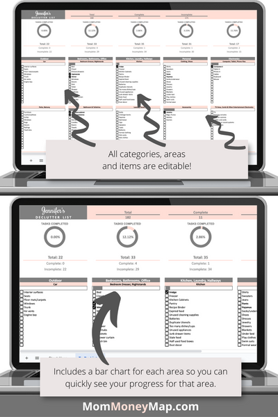 Cluttered Spreadsheet Example Declutter Checklist Google Sheets Spreadsheet – Organize Your Home ...