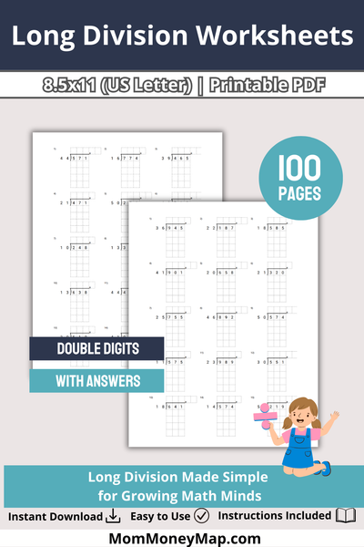 Advanced Division Worksheets Long Division Worksheets Double Digit Operand Printable PDF 100 pages ...