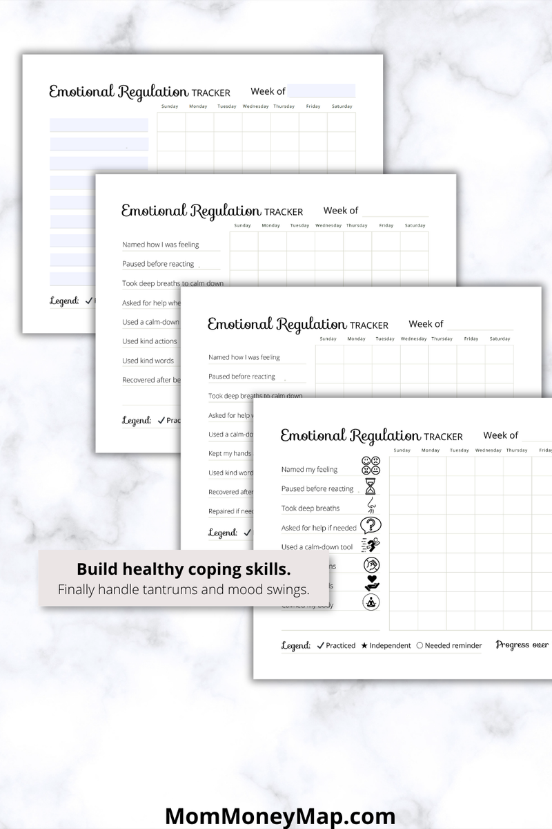 Emotion Regulation Checklist.pdf Emotional Regulation Tracker Printable PDF | Feelings & Coping Tool ...