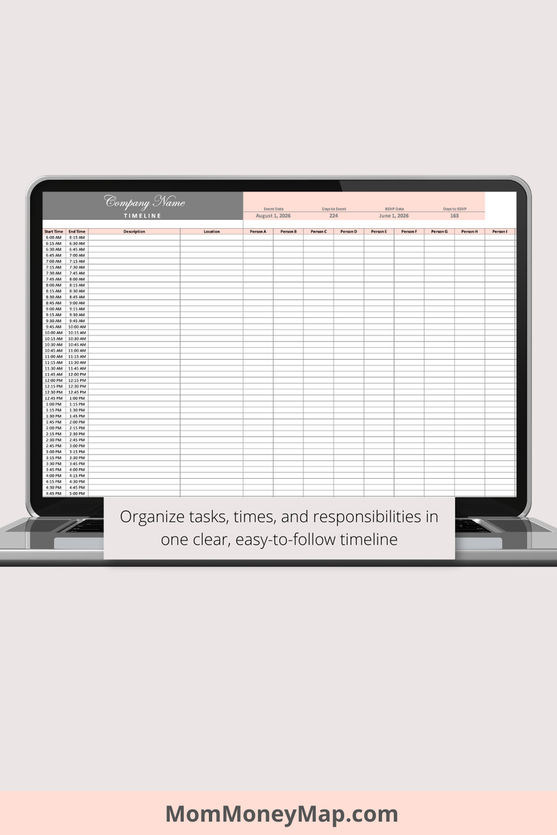 Event Timeline Excel Spreadsheet | Event Planning Schedule Tracker ...