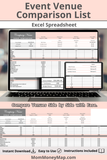 event venue comparison excel spreadsheet download