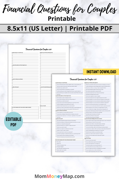 Financial Questions for Couples Printable PDF – Mom Money Map