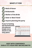 maid of honor bachelorette planning spreadsheet digital download
