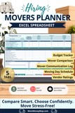 hiring movers planner bundle Excel spreadsheet digital download
