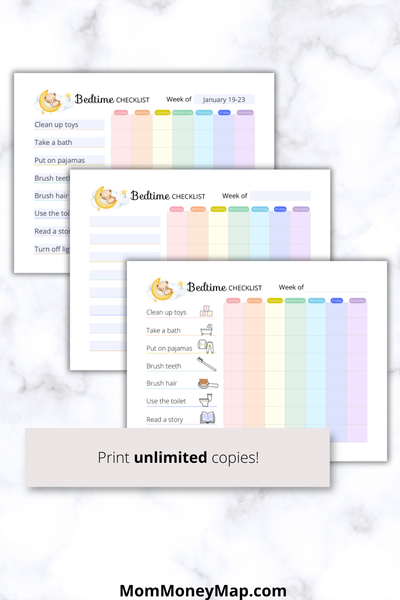 Bedtime Checklist.pdf Colorful Kids Bedtime Checklist Printable PDF | Night Routine Chart ...