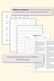 math drills printable bundle PDF for kids instant download
