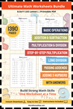 ultimate math worksheets bundle printable PDF for kids
