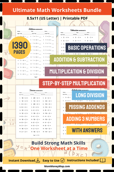 Ultimate Math Problems Ultimate Math Worksheets Bundle | Printable Math Practice for Kids ...
