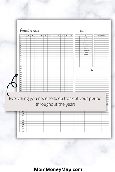 Period Calendar Printable PDF – Mom Money Map Period Calendar Printable PDF – Mom Money Map