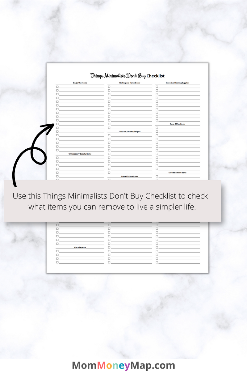 Things Minimalists Don't Buy Printable PDF – Minimalist Guide – Mom ...