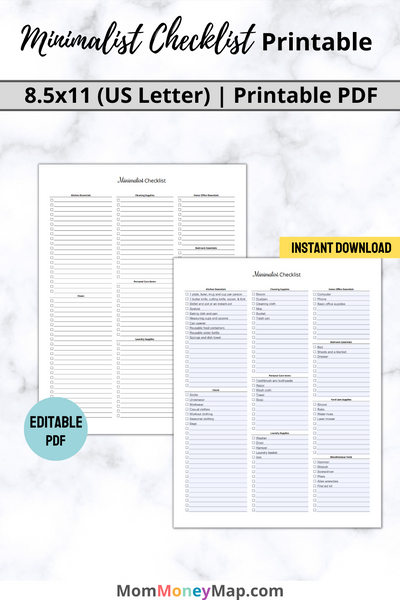 Minimalist Checklist Printable PDF – Mom Money Map