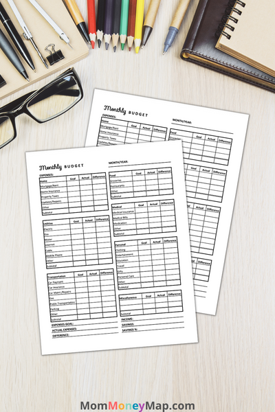 Money Budget File Monthly Budget Printable PDF — Easy Budget Planner – Mom Money Map
