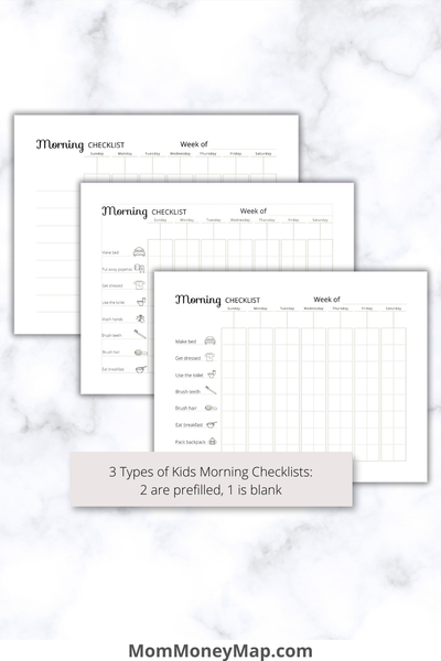 Kids Morning Checklist Printable PDF for 2 Kids – Mom Money Map