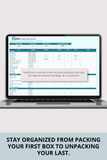 bedroom kitchen living room packing list Excel spreadsheet