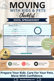 moving with kids and pets checklist excel template