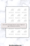 homeschool multiplication worksheets 3 digit numbers