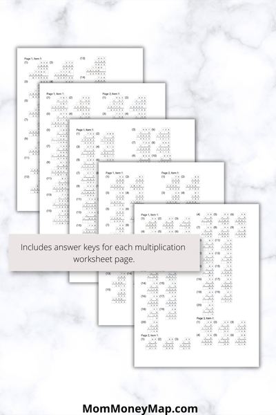 Multi Math Sheets Printable Step by Step Multiplication Worksheets Bundle Multi-Digit Printable ...