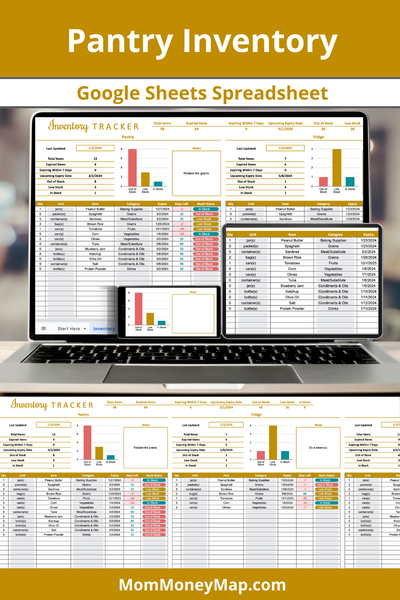 download your free pantry inventory template in... Pantry Inventory Google Sheets Spreadsheet for Food & Supplies – Mom ...