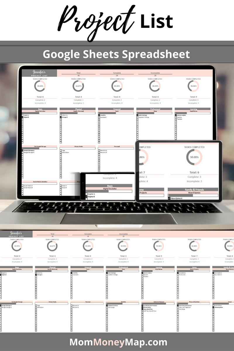 Project File Sheets Project List Google Sheets Spreadsheet – Task & Project Tracker – Mom ...