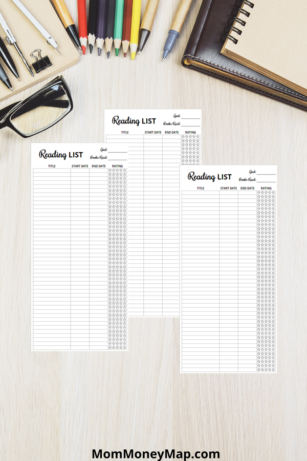 Reading List Bookmark Printable PDF – Mom Money Map for Reading List Bookmark Printable Free