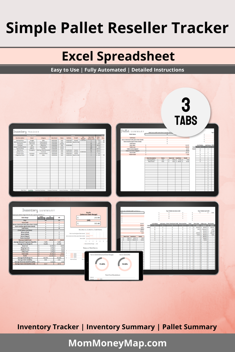 Simple Pallet Reseller Tracker Excel Spreadsheet – Mom Money Map