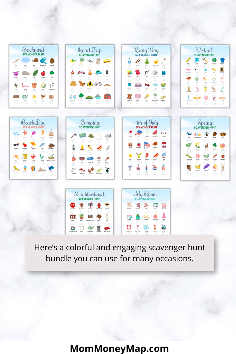 Scavenger Hunt Printable PDF Bundle – Mom Money Map