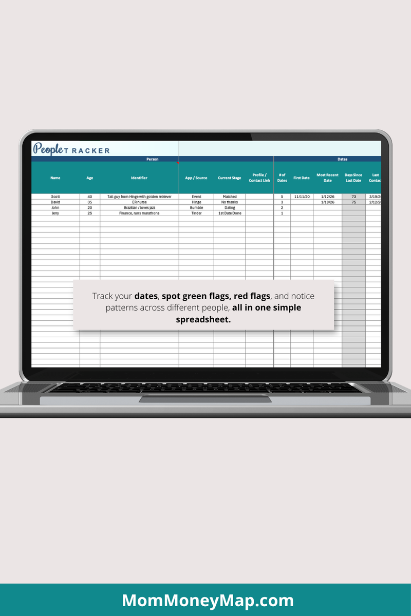 Simple Dating Tracker Excel Spreadsheet Easy Date Log Template – Mom ...