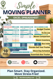 simple moving planner Excel spreadsheet 