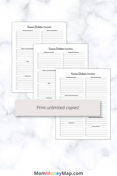 Summer Declutter Checklist Printable PDF – Mom Money Map