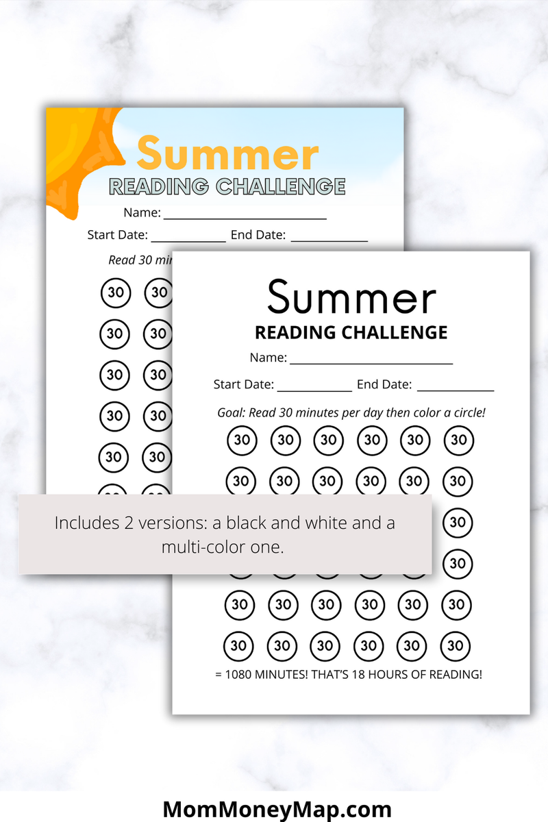 Summer Reading Challenge Printable PDF – Mom Money Map