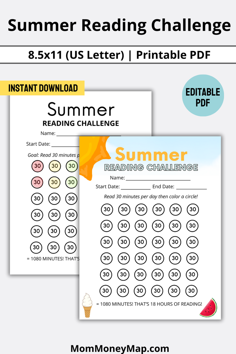 Summer Reading Challenge Printable PDF – Mom Money Map