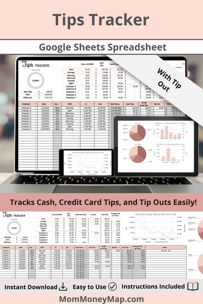 tips tracker google sheets with tip out calculator