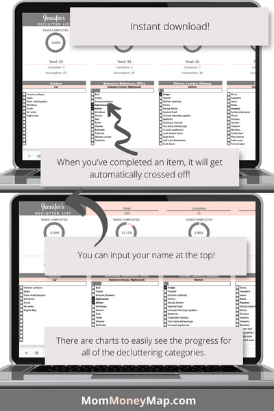 Cluttered Spreadsheet Example Declutter Checklist Google Sheets Spreadsheet – Organize Your Home ...