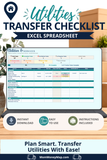 utilities transfer checklist Excel spreadsheet digital download

