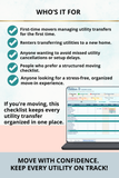 electricity water gas internet moving checklist